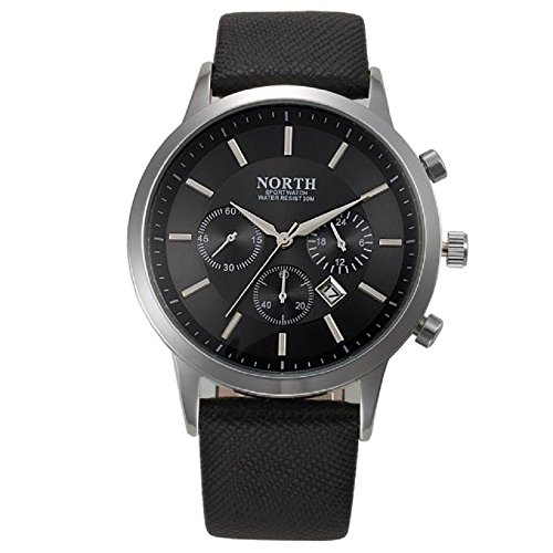 Pacoco NORTH Luxury Mens Genuine Leather Band Analog Quartz Watches Wrist Watch GD