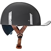 Woljay Vintage Retro Open Face Motorcycle Helmet Baseball Cap Half Helmets with pull-down Lens for Men Women Moped Cap Jet Scooter Street Cruiser - DOT Certified (Gray,X-Large)