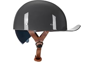 Woljay Vintage Retro Open Face Motorcycle Helmet Baseball Cap Half Helmets with pull-down Lens for Men Women Moped Cap Jet Scooter Street Cruiser - DOT Certified (Gray,XX-Large)