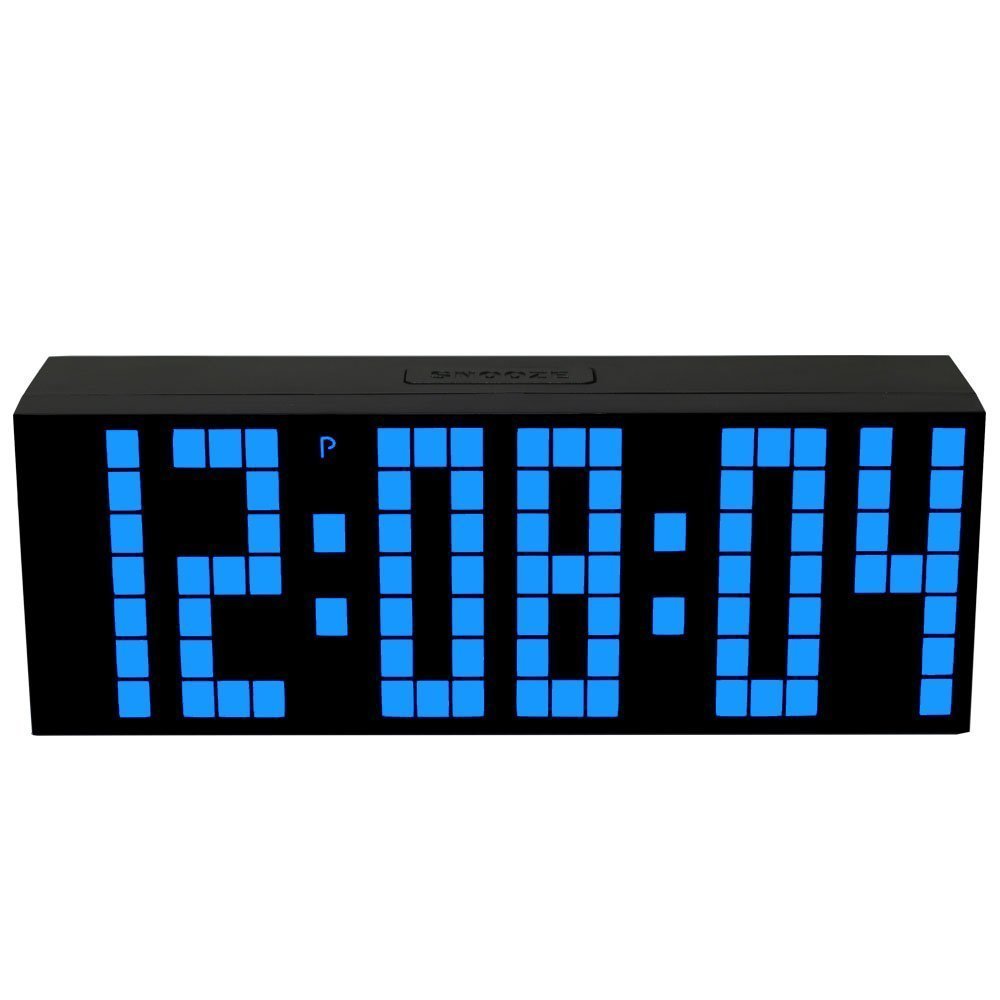 Redlution Digital Large Big Jumbo LED snooze wall desk Alarm clock with Thermometer Calendar timer indoor