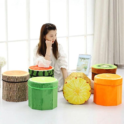 BIBITIME 3D Kiwifruit Folding Storage Ottoman Cube Foot Stool Seat Footrest Foldable Storage Box, 11.81x11.41" - Thumbnail 3