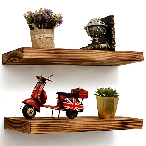 ArtBroz Rustic Floating Shelves for Wall Set of 2 Heavy Duty Wood