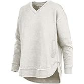 Royce Apparel Melange West Hall V-Neck Pocketed Poncho Fleece - Oatmeal