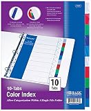 Bazic 3 Ring Binder Tabs with 10 Dividers, 9.5 x 0.1 x 12.3 Inches, Multi-Color Tabs, (1 Set), (3107)