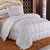 Royal Hotel Dobby Down Comforter 650-FILL-POWER Down-Fill, 100% Cotton 300-Thread-Count, Queen Size, Down White
