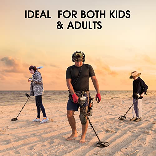 Metal Detector - Professional Metal Detector with LED Flash Indicators, Adjustable Waterproof Detectors (35- 45 inch) with Folding Shovel & Carrying Bag Audio Prompt Gold Metal Detector