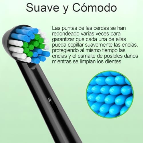 Recambios Cepillos Compatible con Cepillos Electricos Oral B, Cabezales de Dientes para Pro Vitality Smart Genius (16 Negro, 16 unidad (Paquete de 1))