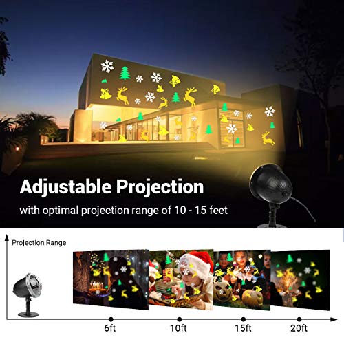 Dr. Prepare DPL-1CL02 Christmas Projector Indoor Outdoor Holiday Lights with Remote Control, IP65 Waterproof, Rotating Patterns for Xmas Home Party Garden Landscape Wall Decorations - Thumbnail 4