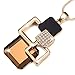 MARENJA Women's Gold Plated Crystal Long Squares Pendant Necklace, 31.5 + 2'' Extender