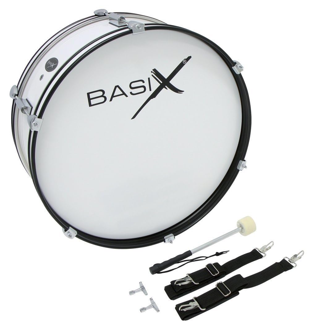 GEWA Junior Marching Bassdrum 22 x 7", wooden shell white, incl. carrying strap and mallet