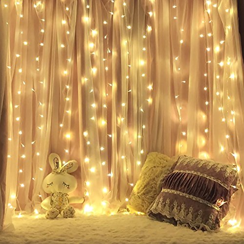 M-Better LED Window Curtain Lights, 144 LED, 13ft x 2ft, 8 Modes, String Fairy Lights for Christmas Halloween Wedding Party Bedroom, Bed Canopy, Garden, Patio,Outdoor Indoor (Warm White)