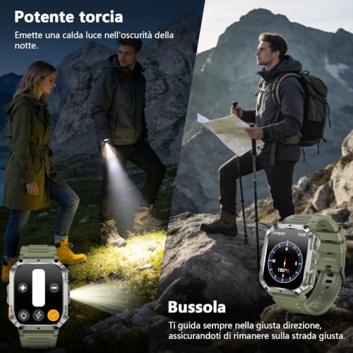 Blackview Men's Smartwatch, 2.01 Inch Military Smartwatch Fitness with Bluetooth Calls Smart Watch 115+ Sports Modes/900 mAh/Sleep/Heart Rate Monitor/Torch/Compass for Android IOS
