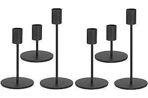Anndason Set of 6 Black Candlestick Holders - Decorative for Home Decor, Wedding, Dining, Party, Anniversary