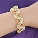 Mytys Silver Metal Textured Bracelet with Interwoven Hollow Circular Links and Polished Metal, Adjustable Length Design with Spring Buckle for Modern Elegance