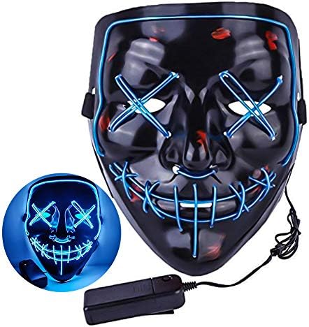 LED Light Up Purge Frightening Cosplay Santa Mask for Christmas April Fool's Day Teasing Black Holiday Parties Glow,Costume