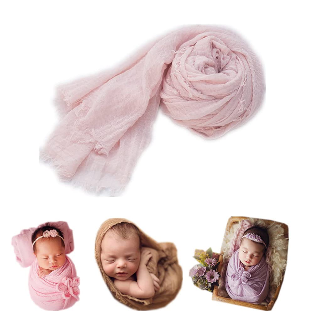 Photo 1 of Coberllus Newborn Baby Photo Props Blanket Swaddle Ripple Wrap for Boy Girls Photography Shoot (Light Pink)