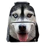 AUBIG Boys Girls 3D Animals Print Daypack Backpack School Bag Multicolor - White Husky