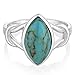925 Sterling Silver Blue Turquoise Stone Marquise Shape Knot Band Ring Jewelry Size 6, 7, 8