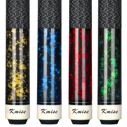 Kmise Billard Queue-Set, 147cm 18–21 oz Professionelles Billardqueue aus kanadischem Ahorn, Neuer verbesserter Griff, 4 Farben optional (20oz (Rot Grü