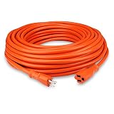 Allsmartlife Heavy Duty Outdoor Extension Cord 100 FT 12/3C Outdoor Power Extension Cable 12 Gauge - 15A 125V 1875Watt SJTW High Visibility Vinyl (Orange)
