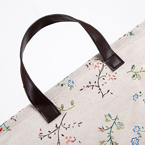 100% Cotton Canvas Storage Basket, Household Storage Organizer Bin with PU Handle, Baby Toys Storage Bins, Shelf Storage Cubes for Living Room Cabinet,Inner Waterproof - Thumbnail 5