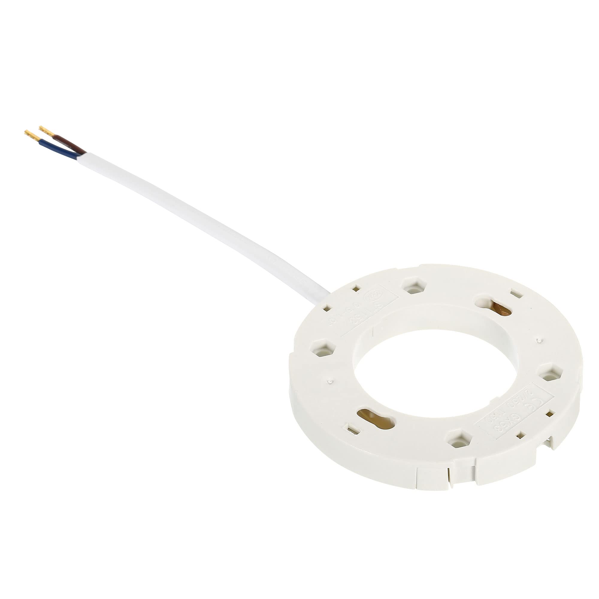 PATIKIL GX53 Light Base Socket, Lamp Bulb Holder Connector, 100W, 250V, 2A, 0.75mm² Wire, 110mm Length, White, Plastic, Medium Base, Cabinet Showcase Showroom Lights