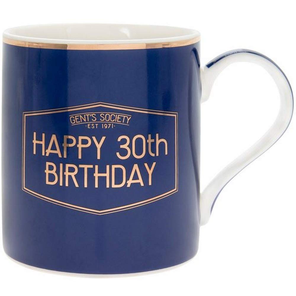 Fine China Blue Mug for 30th Birthday by Gents Society