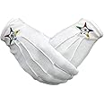 JYGCOIN Order of the Eastern Star Hand Embroidered Cotton White Masonic Gloves