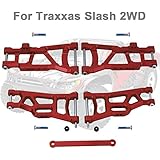 Hobbypark Aluminum Suspension Arms,Front & Rear, w/Tie Bar Replacement of 2555 3631 for 1/10 Traxxas Slash 2WD Upgrade Parts (Red)