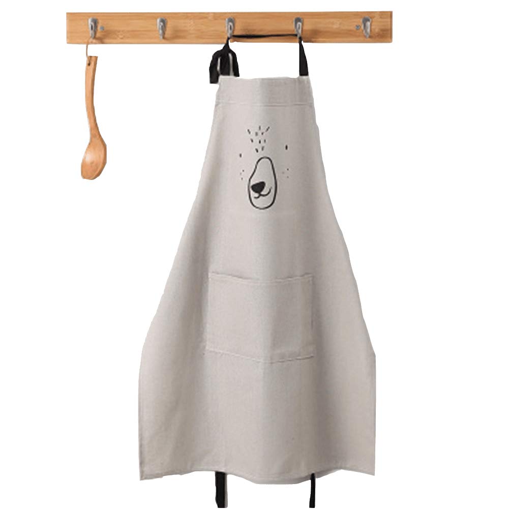 Lindong unisex adult Waterproof Cotton Linen Kitchen Pocket Apron, gray, Erwachsene Gre (nur 1 Stck)