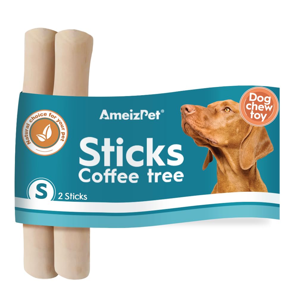 AmeizPet Coffee Tree Stick For Dog Chew Toy, Coffee Tree Root Dogs Chew - Durable Dog Wooden Chewing Stick, S Size Pack of 2