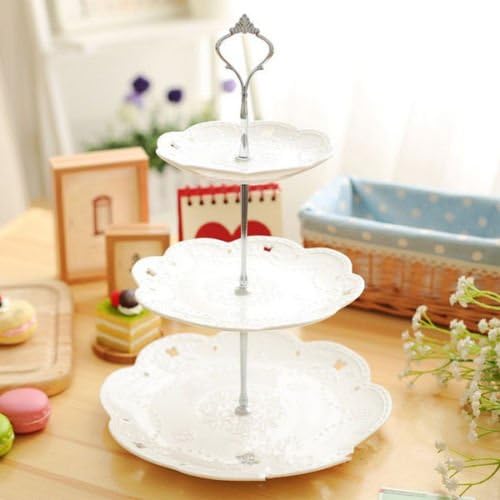 Fruit Cake Plate Bracket 3-Tier Fruit Stand Handle Holder Home Party Decor (Gold, Didn't include the plates)