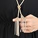 Lariatneck Long Tassel Necklace Y Shaped Adjustable Knot Chain Tassel Pendant for Women