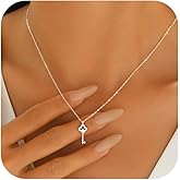 925 Sterling Silver Lucky Key Pendant Charm Necklace for Women 14K Gold Plated Petite Round Key Choker Chain Necklaces to Daughter Unlock Adjustable Necklace Meaningful Jewelry Birthday Friendship Gift