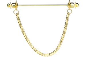 WCRAZYE Chain Lapel Pin Collar Bar Tassel Brooch Classic Ball Head Brass Shirt Collar Bar Tie Pins for Men Wedding Business