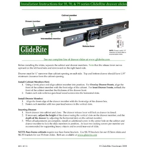 Gliderite Hardware 2470 Zc 24 Side Mount Full Extension Ball