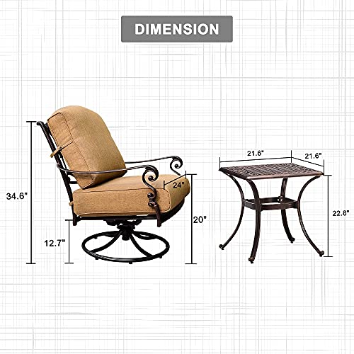PURPLE LEAF 3 Pieces Patio Bistro Sets Cast Aluminum Patio Furniture