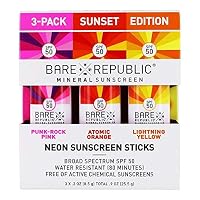 Bare Republic Mineral SPF 50 Neon Color Stick 3-Pack (Sunset)