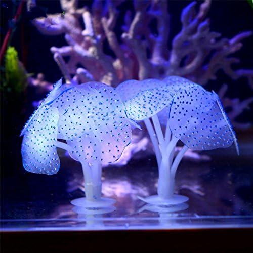 Aquarium Decorations,Silicone Aquarium Fish Tank Artificial Coral Plant Underwater Ornament Decor (Blue)