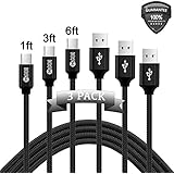 USB Type C Cable IOPHI 3 Pack 1ft 3ft 6ft 2.4A High Speed USB C to USB A Nylon Braided Cable Aluminum Connector for New Apple MacBook Chrome Book Pixel Nexus 5X 6P Google Pixel XL LG G5 V20 - BLACK
