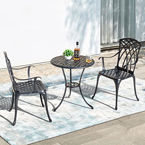 Nuu Garden Patio Bistro Sets 3 Piece Cast Aluminum Bistro Table and