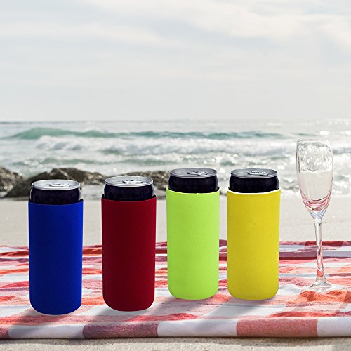 Acelane Beer Can Sleeves Cooler Insulated Covers Extra Thick Neoprene Fits Most 12 oz Cans Beer Soda Soft Drinks -Pack of 4