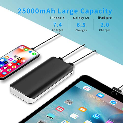 Power Bank 25000mAh LBell Portable Phone Charger External Battery High Capacity with Dual Output Port Emergency LED Flashlight Compatible for iPhone iPad Samsung Huawei Android Tablet PSP Camera