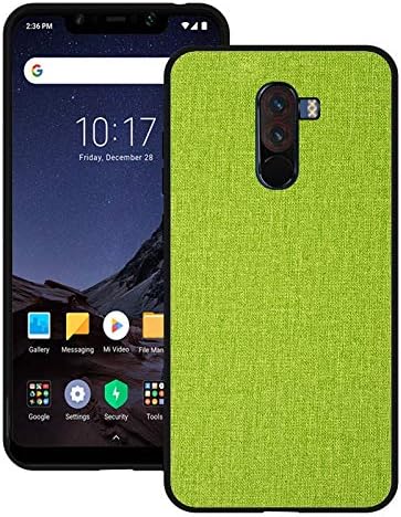QianHaoQJu For Xiaomi Pocophone F1 Easygoing Slope All Inclusive 2 in 1 Protective PU Fabric Cloth Style Cover Phone Punt Case Cover (Color : Green)