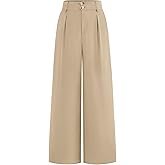BTFBM Women Wide Leg Dress Pants 2026 High Waisted Button Pleated Business Casual Trousers Office Work Palazzo Pants
