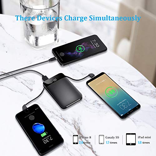 Portable Charger Built in Two Cables Mini Power Bank Outdoors 9000mAh