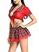 Amoretu Womens School Girl Fancy Dress Costumes Students Outfits Red