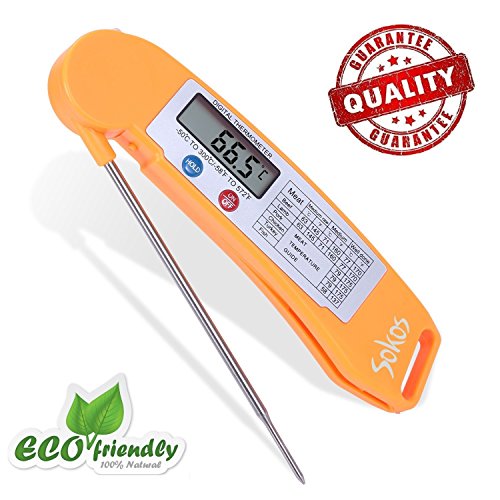 iMallCoo Instant Read Food Thermometer with LCD Screen (Orange)