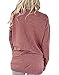 Women Solid Color Round Neck Casual Loose Long Sleeve Sweatshirt T-shirts Tops Blouse Light Red