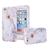 iPhone 6/6S Case, Asstar 3 In 1 Marble Creative Design Soft Silicone Hard PC Shockproof Anti-Scratch Glossy Protective Cover Case for Apple iPhone 6/6s 4.7 inch (Rose Gold)